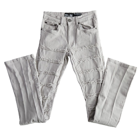 Spark Jeans Men's 29x38 Premium Denim Jeans Studio Collection Gray Frayed 165496 - Picture 2 of 16